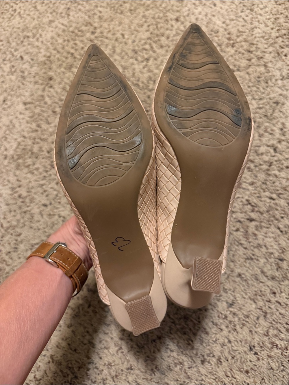 Impo Blush cream Woven Slingback Kitten Heel sz 8M - Picture 2 of 7